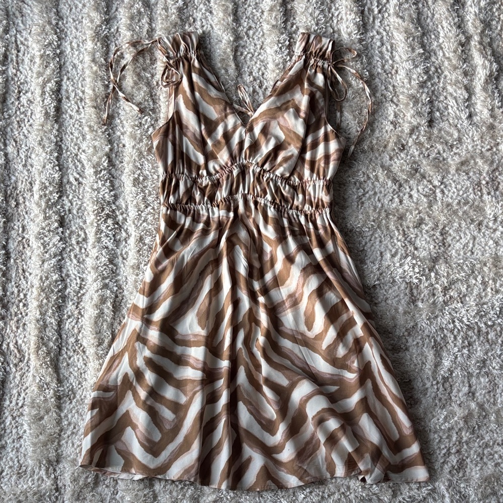 Time and Tru Brown and White Midi Dress